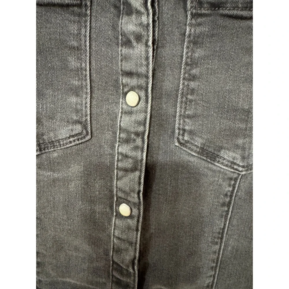OshKosh Bgosh Girls Faded Black Denim Drop Waist Snap Front Dress Size 14